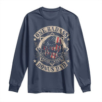 Funny One Badass Bonus Dad Long Sleeve Shirt Awesome Step Dad Fathers Day American Flag Skull