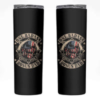 Funny One Badass Bonus Dad Skinny Tumbler Awesome Step Dad Fathers Day American Flag Skull