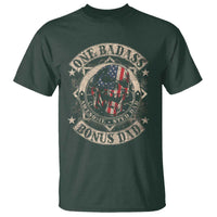 Funny One Badass Bonus Dad T Shirt Awesome Step Dad Fathers Day American Flag Skull
