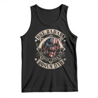 Funny One Badass Bonus Dad Tank Top Awesome Step Dad Fathers Day American Flag Skull