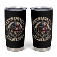Funny One Badass Bonus Dad Tumbler Cup Awesome Step Dad Fathers Day American Flag Skull