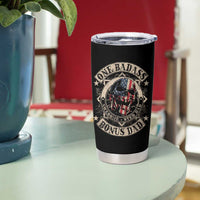 Funny One Badass Bonus Dad Tumbler Cup Awesome Step Dad Fathers Day American Flag Skull