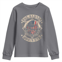 Funny One Badass Bonus Dad Youth Sweatshirt Awesome Step Dad Fathers Day American Flag Skull