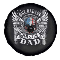 Funny One Badass Bonus Stepdad Spare Tire Cover Bonus Dad Fathers Day American Flag Skull