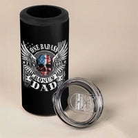 Funny One Badass Bonus Stepdad 4 in 1 Can Cooler Tumbler Bonus Dad Fathers Day American Flag Skull