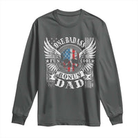 Funny One Badass Bonus Stepdad Long Sleeve Shirt Bonus Dad Fathers Day American Flag Skull