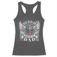 Funny One Badass Bonus Stepdad Racerback Tank Top Bonus Dad Fathers Day American Flag Skull