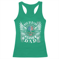 Funny One Badass Bonus Stepdad Racerback Tank Top Bonus Dad Fathers Day American Flag Skull