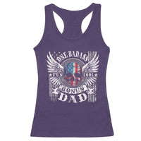 Funny One Badass Bonus Stepdad Racerback Tank Top Bonus Dad Fathers Day American Flag Skull