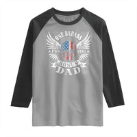 Funny One Badass Bonus Stepdad Raglan Shirt Bonus Dad Fathers Day American Flag Skull