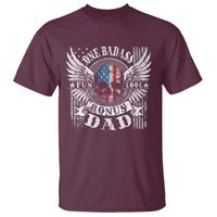 Funny One Badass Bonus Stepdad T Shirt Bonus Dad Fathers Day American Flag Skull