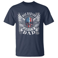 Funny One Badass Bonus Stepdad T Shirt Bonus Dad Fathers Day American Flag Skull