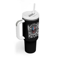 Funny One Badass Bonus Stepdad Tumbler With Handle Bonus Dad Fathers Day American Flag Skull