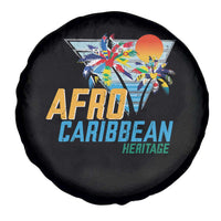 Funny Afro Caribbean Heritage Spare Tire Cover Caribbean Island Pride Flags Palm Tree - Wonder Print Shop