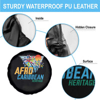 Funny Afro Caribbean Heritage Spare Tire Cover Caribbean Island Pride Flags Palm Tree - Wonder Print Shop