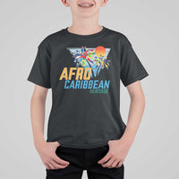 Funny Afro Caribbean Heritage T Shirt For Kid Caribbean Island Pride Flags Palm Tree - Wonder Print Shop