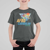 Funny Afro Caribbean Heritage T Shirt For Kid Caribbean Island Pride Flags Palm Tree - Wonder Print Shop