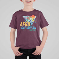Funny Afro Caribbean Heritage T Shirt For Kid Caribbean Island Pride Flags Palm Tree - Wonder Print Shop