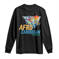 Funny Afro Caribbean Heritage Long Sleeve Shirt Caribbean Island Pride Flags Palm Tree - Wonder Print Shop