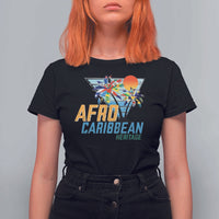 Funny Afro Caribbean Heritage T Shirt For Women Caribbean Island Pride Flags Palm Tree - Wonder Print Shop