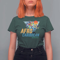 Funny Afro Caribbean Heritage T Shirt For Women Caribbean Island Pride Flags Palm Tree - Wonder Print Shop