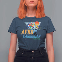 Funny Afro Caribbean Heritage T Shirt For Women Caribbean Island Pride Flags Palm Tree - Wonder Print Shop