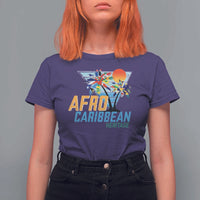 Funny Afro Caribbean Heritage T Shirt For Women Caribbean Island Pride Flags Palm Tree - Wonder Print Shop