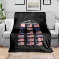 Historic Flags of The United States of America Throw Blanket US History 4th of July