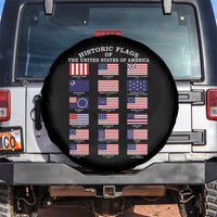 Historic Flags of The United States of America Spare Tire Cover US History 4th of July