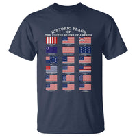 Historic Flags of The United States of America T Shirt US History 4th of July