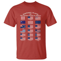 Historic Flags of The United States of America T Shirt US History 4th of July
