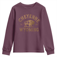 Cheyenne Wyoming Est 1867 WY Bison Cowboy State Pride Youth Sweatshirt