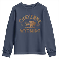 Cheyenne Wyoming Est 1867 WY Bison Cowboy State Pride Youth Sweatshirt