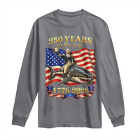 250 Years George Washington Riding Shark Long Sleeve Shirt Funny July 4th American Flag 1776 2026