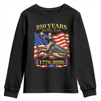 250 Years George Washington Riding Shark Youth Sweatshirt Funny July 4th American Flag 1776 2026