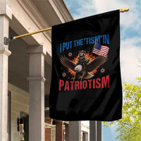 I Put The Tism In Patriotism Garden Flag Raccoon Bald Eagle 4th of July USA