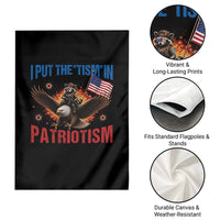 I Put The Tism In Patriotism Garden Flag Raccoon Bald Eagle 4th of July USA