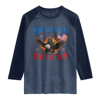 I Put The Tism In Patriotism Raglan Shirt Raccoon Bald Eagle 4th of July USA