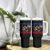 I Put The Tism In Patriotism Tumbler With Handle Raccoon Bald Eagle 4th of July USA