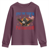 I Put The Tism In Patriotism Youth Sweatshirt Raccoon Bald Eagle 4th of July USA