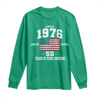 50th Birthday Long Sleeve Shirt Vintage 1976 Limited Edition 50 Years Of Being Awesome USA Flag