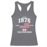 50th Birthday Racerback Tank Top Vintage 1976 Limited Edition 50 Years Of Being Awesome USA Flag