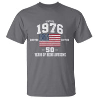 50th Birthday T Shirt Vintage 1976 Limited Edition 50 Years Of Being Awesome USA Flag
