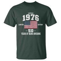 50th Birthday T Shirt Vintage 1976 Limited Edition 50 Years Of Being Awesome USA Flag