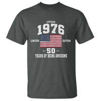 50th Birthday T Shirt Vintage 1976 Limited Edition 50 Years Of Being Awesome USA Flag