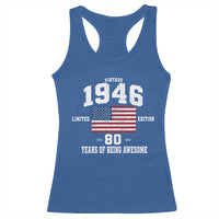 80th Birthday Racerback Tank Top Vintage 1946 Limited Edition 80 Years Of Being Awesome USA Flag