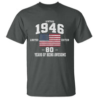 80th Birthday T Shirt Vintage 1946 Limited Edition 80 Years Of Being Awesome USA Flag
