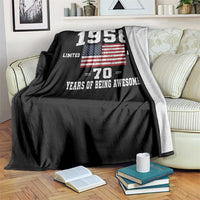 70th Birthday Throw Blanket Vintage 1956 Limited Edition 70 Years Of Being Awesome USA Flag