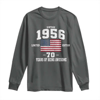 70th Birthday Long Sleeve Shirt Vintage 1956 Limited Edition 70 Years Of Being Awesome USA Flag