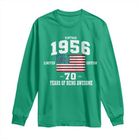 70th Birthday Long Sleeve Shirt Vintage 1956 Limited Edition 70 Years Of Being Awesome USA Flag